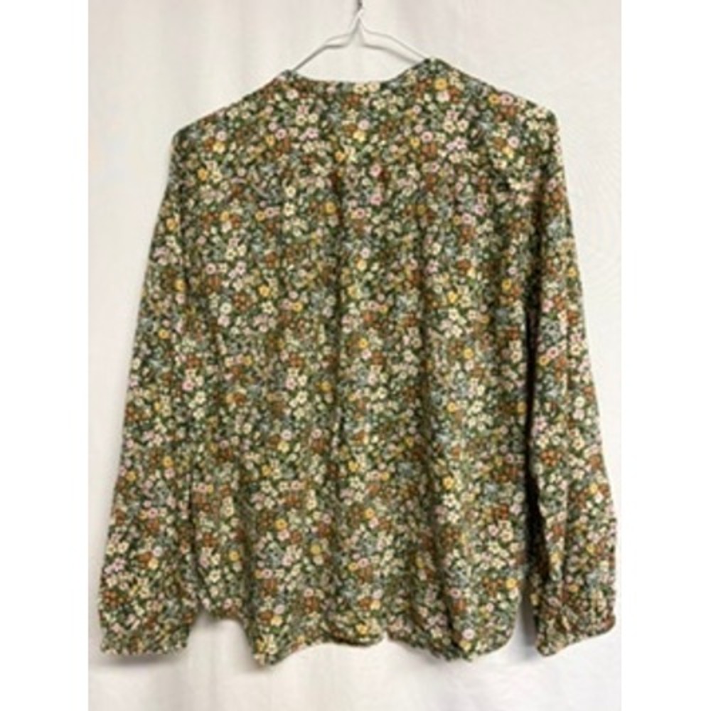 Old Navy Womens Olive Green Ditsy Floral Long Sleeve Blouse Size M Romantic - Picture 7 of 9